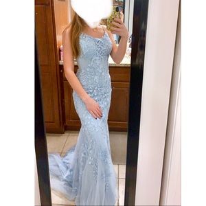 Sherri Hill light blue prom dress